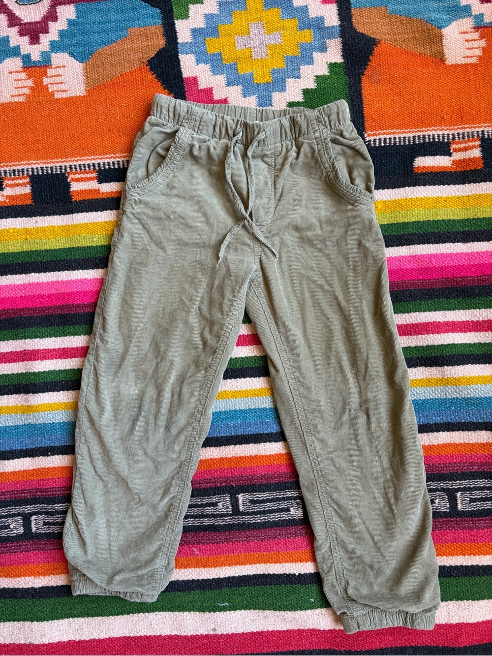 H&M Kids Olive Green Cord Joggers with Drawstring